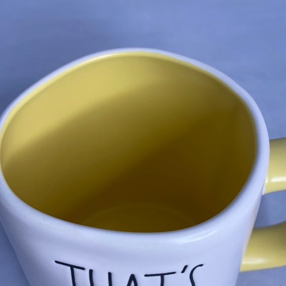 Rae Dunn THATS ALL YOLKS yellow white mug NEW - Picture 2 of 3